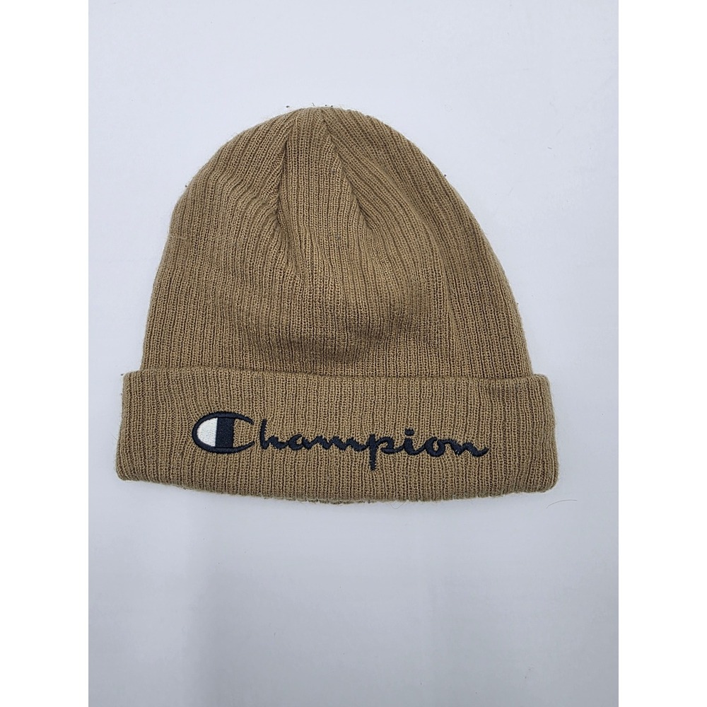 Champion Knit Beanie Hat Tan Unisex OSFA‎